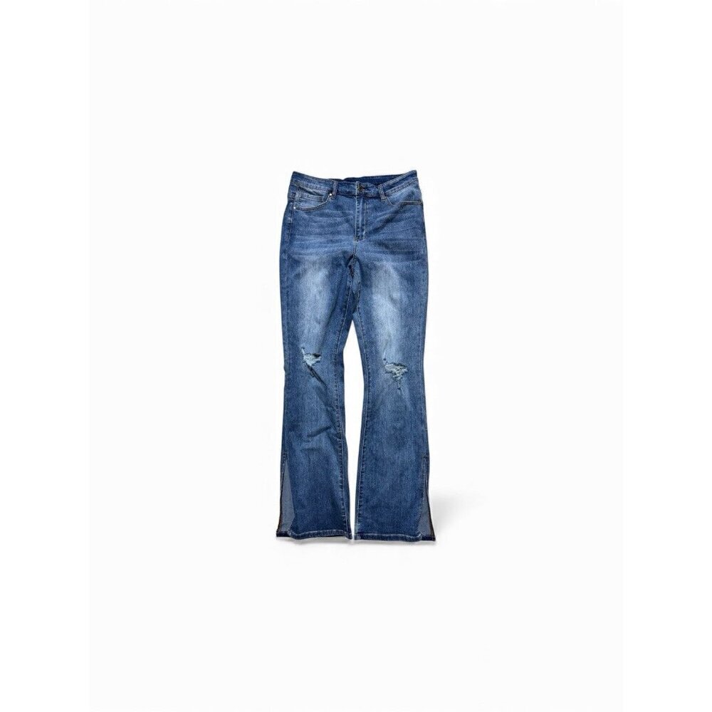 Grace & Lace NWT Distressed Bootcut Kick Flare Jeans Size 14